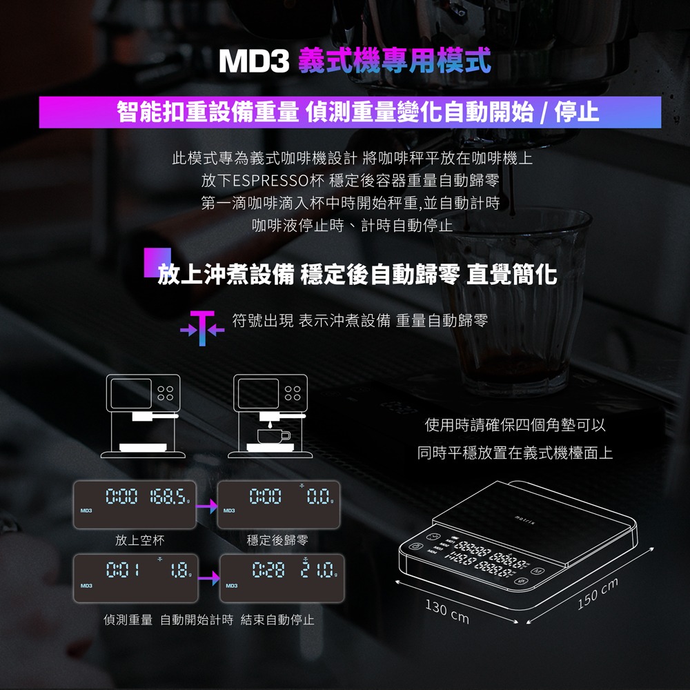 Matrix M1 PRO 小智 義式手沖LED觸控雙顯咖啡電子秤-白色Type-C充電 (粉液比/分段注水/義式自動計時/硅藻土吸水墊)